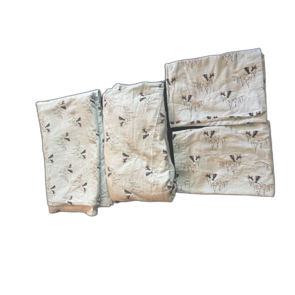 Eddie Bauer Flannel Flat Queen, Fitted Full & 2 Pillow Cases